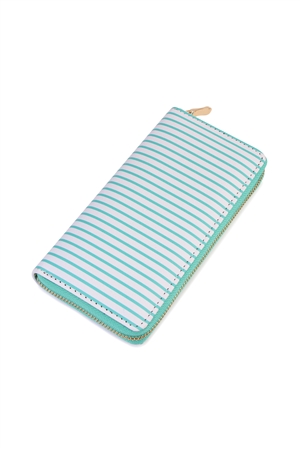 S29-5-1-HDG2134MN MINT SIMPLE STRIPED ZIPPER WALLET/6PCS