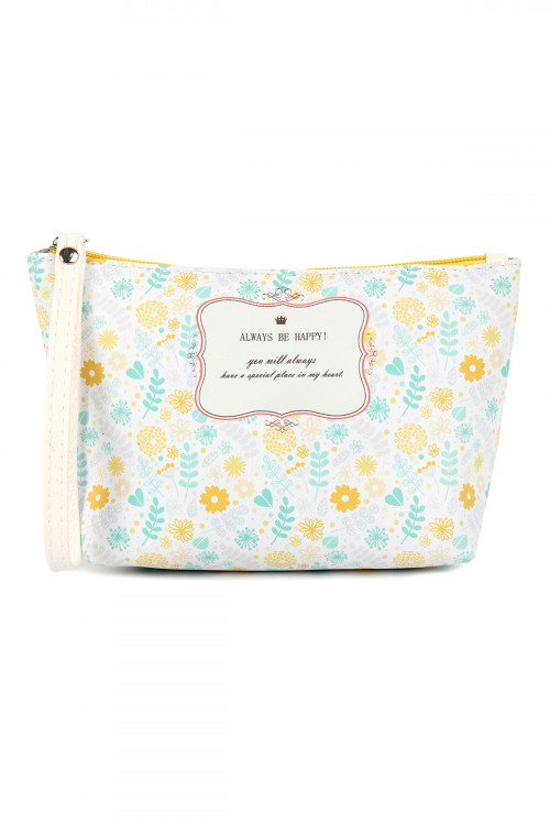 SA4-1-5-HDG2276-3 ALWAYS BE HAPPY FLORAL WRISTLET COSMETIC BAG/6PCS