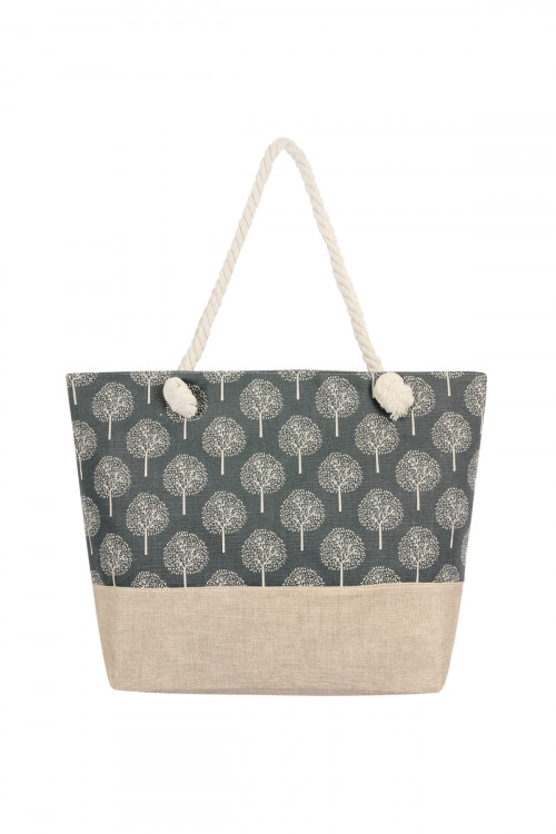 S7-4-5-HDG2402GY GRAY PRINTED TREE PATTERN TOTE BAG/6PCS