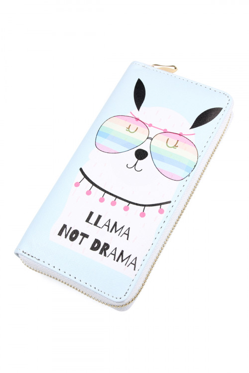 SA3-3-1-HDG2409 LLAMA NOT DRAMA PRINT ZIPPER WALLET/6PCS