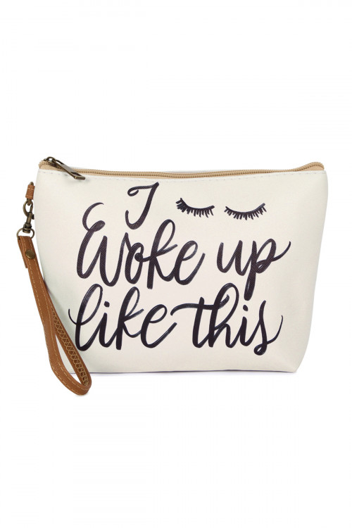 S18-8-3-HDG2465 WOKE UP LIKE THIS COSMETIC BAG/6PCS