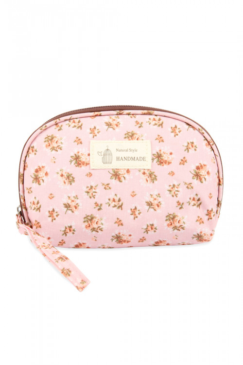S17-9-5-HDG2677-1 PINK FLORAL PRINTED COSMETIC POUCH/6PCS