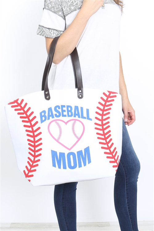 S25-8-1-HDG2693-9 - BASEBALL MOM  TOTE BAG /6PCS