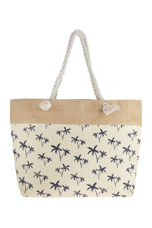 S3-5-3-HDG2694NA NATURAL TREE STAMPED TOTE BAG/6PCS