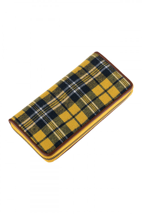 S3-5-1-HDG2698YW YELLOW PLAID SINGLE ZIPPERED WALLET/6PCS