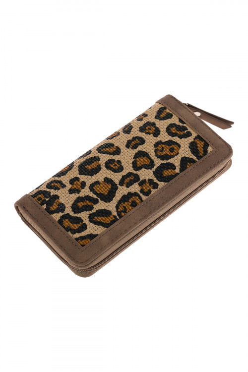 S3-5-3-HDG2699BR BROWN ANIMAL PRINTED ZIPPERED WALLET/6PCS