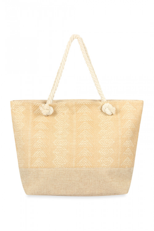 A3-1-1-HDG2712BE BEIGE LACED PATTERN WEAVED TOTE BAG/6PCS