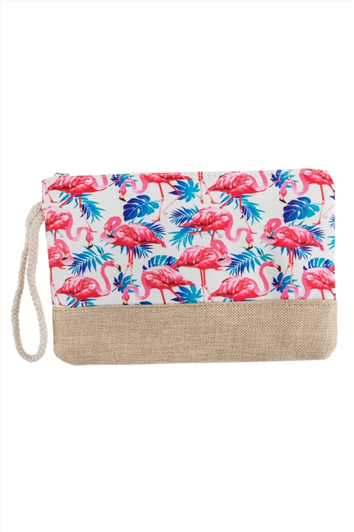 S2-4-4-HDG2717-1 FLAMINGO PRINTED WRISTLET BAG/1PC