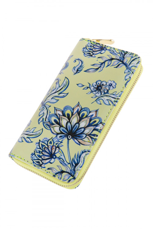 A1-2-1-HDG2727 FLORAL PRINTED SINGLE ZIPPER WALLET/6PCS