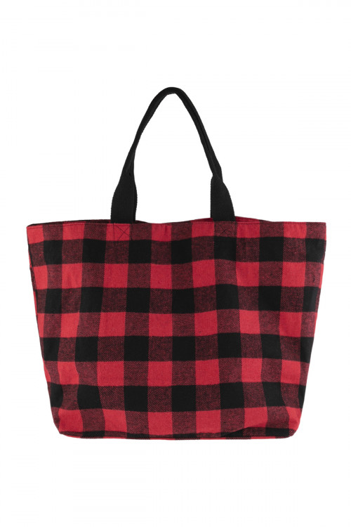 S17-3-2-HDG2823RD RED PLAID TOTE BAG/6PCS (NOW $ 5.50 ONLY!)