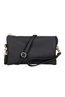 S25-2-2-HDG3138BK-LEATHER CROSSBODY BAG WITH WRISTLET-BLACK/6PCS