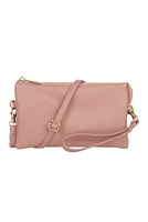 S23-13-1-HDG3138BLUSH-LEATHER CROSSBODY BAG WITH WRISTLET-BLUSH/6PCS