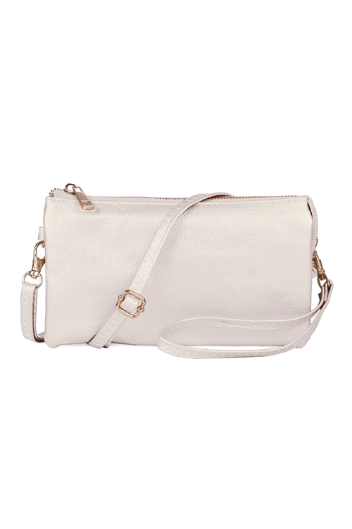 S23-13-4-HDG3138IV-LEATHER CROSSBODY BAG WITH WRISTLET-IVORY/6PCS