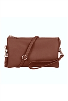 S17-3-1-HDG3138LCO-LEATHER CROSSBODY BAG WITH WRISTLET-BROWN/6PCS