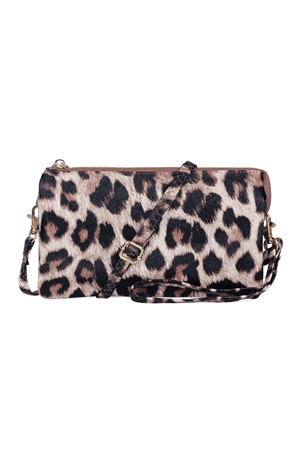 S23-12-5-HDG3138LEO-LEATHER CROSSBODY BAG WITH WRISTLET-LEOPARD/6PCS