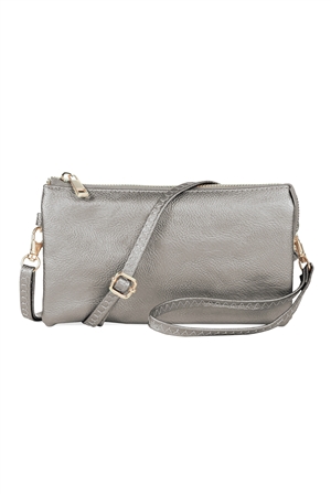 S23-12-5-HDG3138S-LEATHER CROSSBODY BAG WITH WRISTLET-SILVER/6PCS