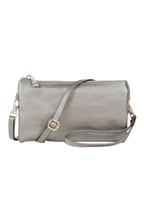 S23-12-5-HDG3138S-LEATHER CROSSBODY BAG WITH WRISTLET-SILVER/6PCS