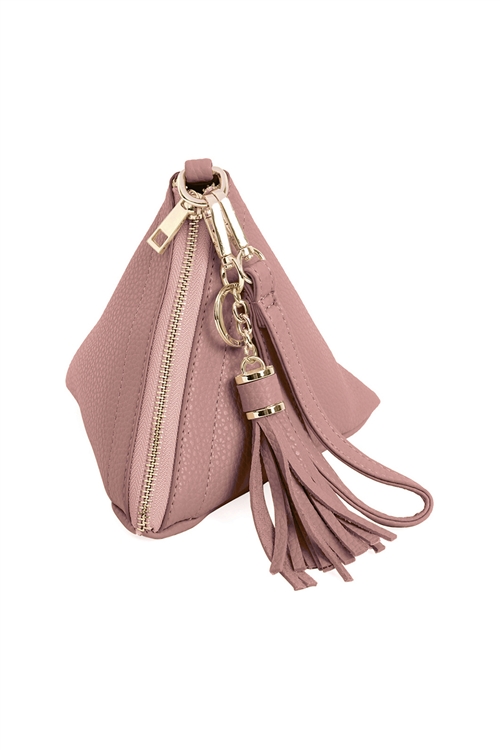 S27-8-2-HDG3249BLUSH-PYRAMID SHAPE LEATHER WRISTLET BAG-BLUSH/6PCS