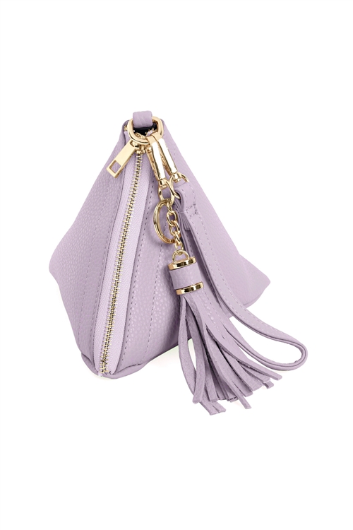 S28-7-4-HDG3249LPU-PYRAMID SHAPE LEATHER WRISTLET BAG-LIGHT PURPLE/6PCS