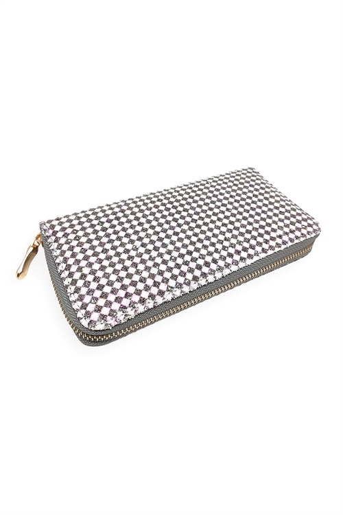 S18-9-5-HDG3285GY-PATTERN PRINT ZIPPER WALLET-GREY/6PCS