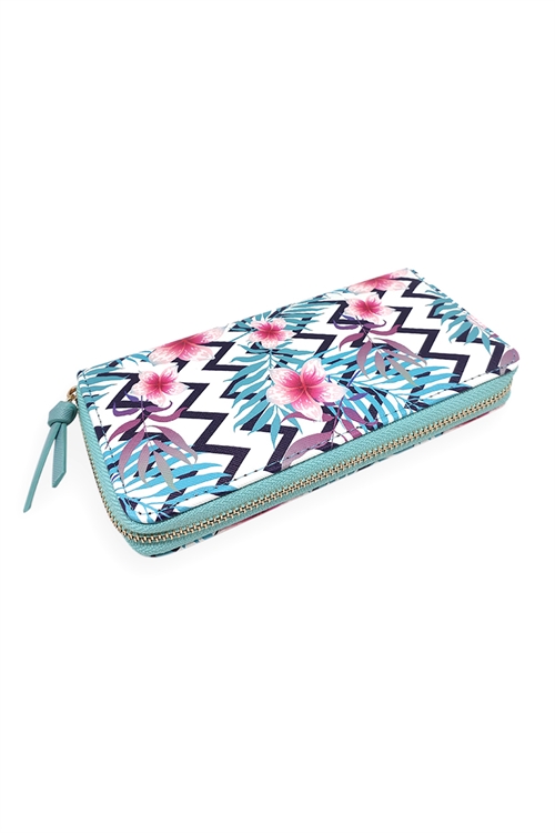 S23-5-3-HDG3287-FLORAL CHEVRON PRINT ZIPPER WALLET/6PCS