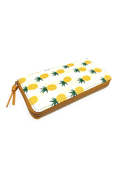 S18-8-5-HDG3291-PINEAPPLE PRINT ZIPPER WALLET/6PCS