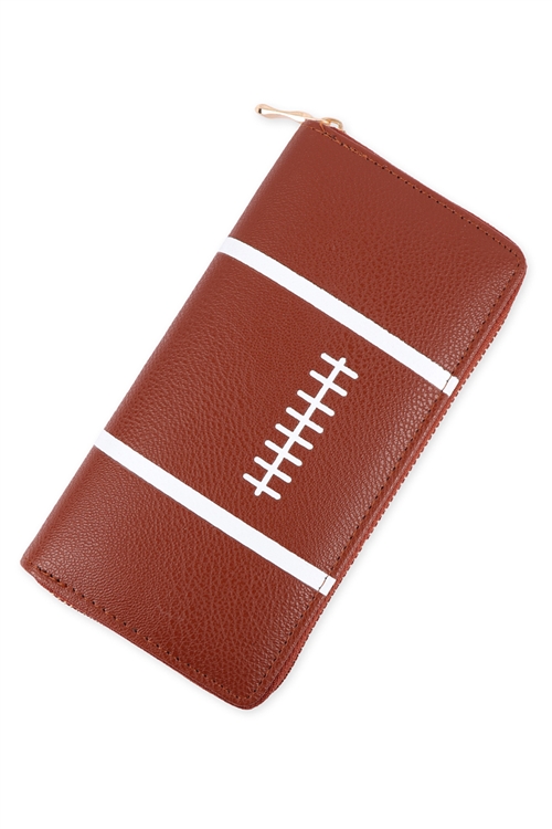 S22-11-2-HDG3440 - SPORTS ZIPPER LEATHER WALLET - FOOTBALL/6PCS