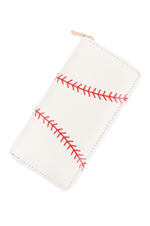 S24-3-3-HDG3441 - SPORTS ZIPPER LEATHER WALLET - BASEBALL/6PCS