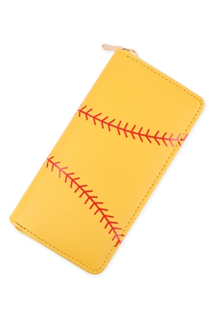 S22-5-1-HDG3442 - SPORTS ZIPPER LEATHER WALLET - SOFTBALL/6PCS