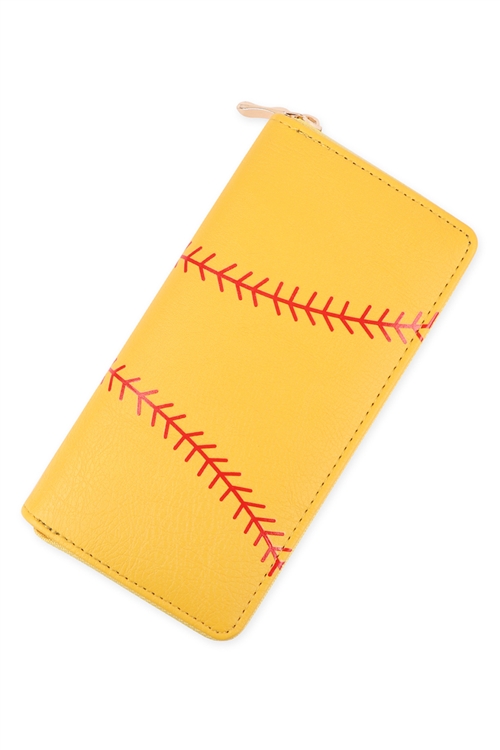 S24-3-3-HDG3442 - SPORTS ZIPPER LEATHER WALLET - SOFTBALL/6PCS