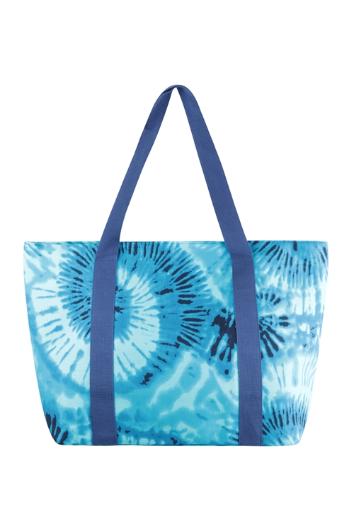 S28-2-3-HDG3619BL - TIE DYE FASHION TOTE BAG - BLUE /6PCS