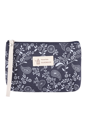 S20-1-5-HDG3622NV - FLORAL PAISLEY POUCH COSMETIC BAG - NAVY/6PCS