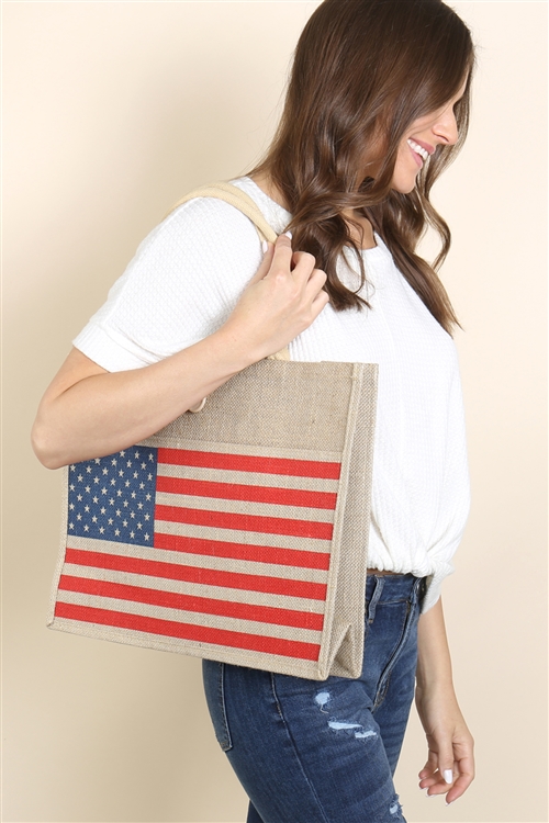 A3-1-1-HDG3710 - AMERICAN PRINT WOMENS FASHION TOTE BAG - USA/6PCS