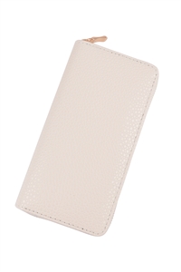 S3-6-2-HDG3805IV - LEATHER TEXTURE ZIPPER WALLET-IVORY/6PCS