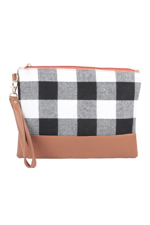 S20-9-2-HDG3807BK - BUFFALO PLAID WITH WRISTLET LEATHER POUCH-BLACK/6PCS (NOW $3.00 ONLY!)