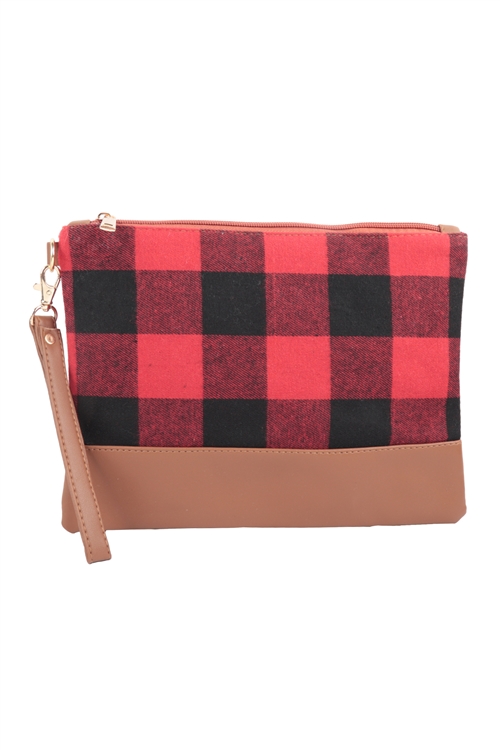 S20-9-2-HDG3807RD - BUFFALO PLAID WITH WRISTLET LEATHER POUCH-RED/6PCS (NOW $3.00 ONLY!)