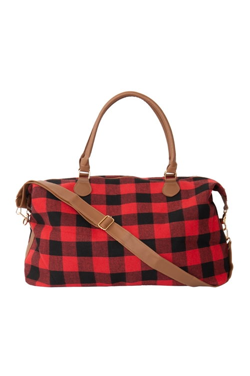 S29-7-2-HDG3808RD - BUFFALO PLAID DUFFLE BAG-RED/6PCS (NOW $5.75 ONLY!)