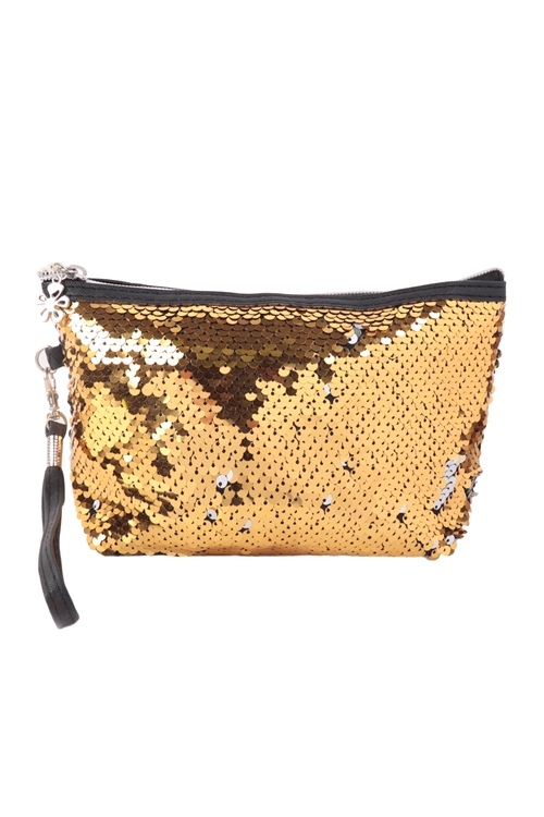 S6-3-1-HDG3809GD - GLITTER SEQUEN  COSMETIC POUCH BAG-GOLD/6PCS (NOW $1.50 ONLY!)