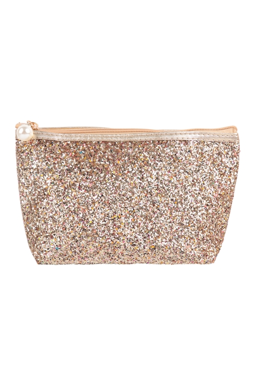 S17-8-5-HDG3810G - GLITTER COSMETIC POUCH BAG-GOLD/6PCS