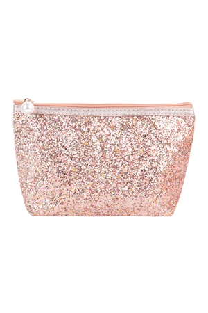 S17-8-5-HDG3810PE - GLITTER COSMETIC POUCH BAG-PEACH/6PCS