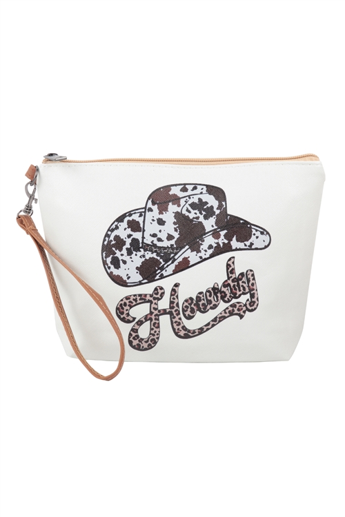 S28-2-2-HDG3827-16 - HOWDY PRINT COSMETIC POUCH BAG W/ WRISTLET/6PCS