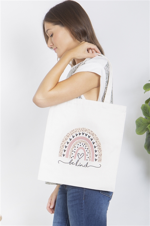 S29-9-2-HDG3828-1 - BE KIND PRINT TOTE BAG/6PCS