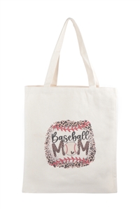 S29-4-3-HDG3828-10 - BASEBALL MOM PRINT  TOTE BAG/6PCS