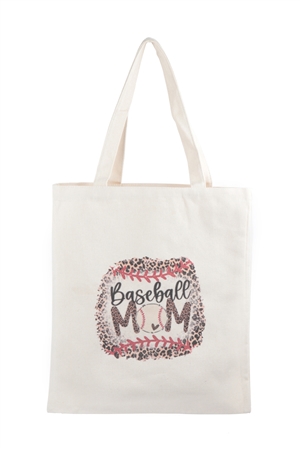 S29-4-3-HDG3828-10 - BASEBALL MOM PRINT  TOTE BAG/6PCS