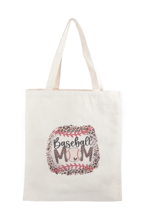 S29-4-3-HDG3828-10 - BASEBALL MOM PRINT  TOTE BAG/6PCS