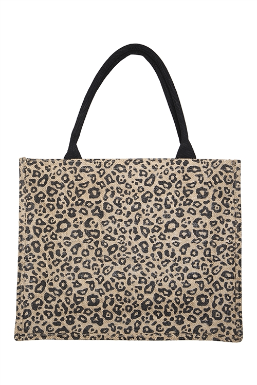 S25-8-1-HDG3906 - LEOPARD PRINT TOTE BAG-BROWN/6PCS