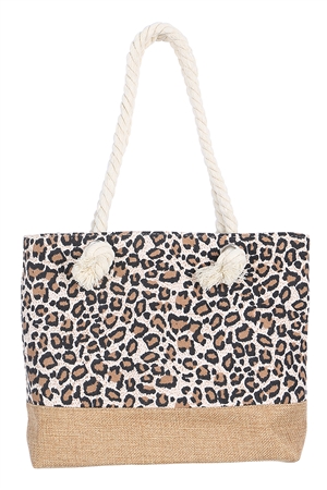 S26-2-2-HDG3908LEO -  KIDS ANIMAL PRINT CHEETAH SUMMER FASHION TOTE BAG/6PCS