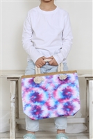 S6-10-1-HDG3911MT - KIDS TIE DYE ROPE HANDLE SUMMER TOTE BAG-MULTICOLOR/6PCS