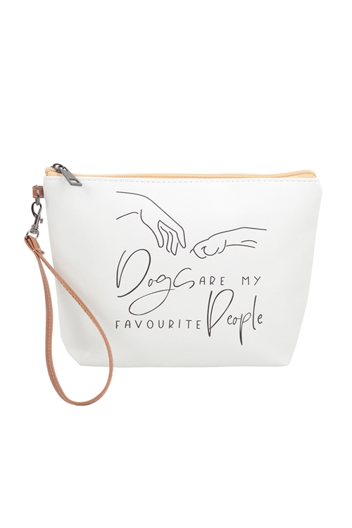 S22-8-3-HDG3930-2 - DOG CARE MY FAVORITE PEOPLE PRINT COSMETIC POUCH BAG W/ WRISTLET/6PCS (NOW $1.50 ONLY!)
