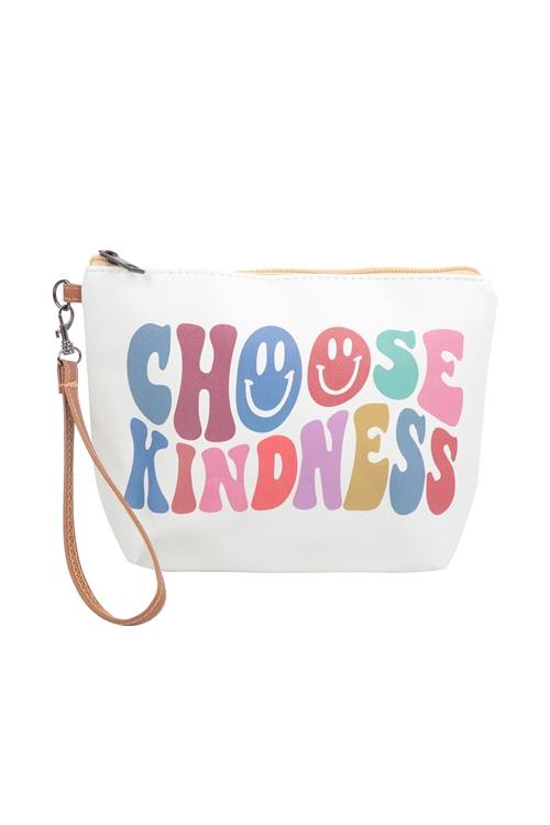 A1-1-1-HDG3930-4 - CHOOSE KINDNESS PRINT COSMETIC POUCH BAG W/ WRISTLET/6PCS